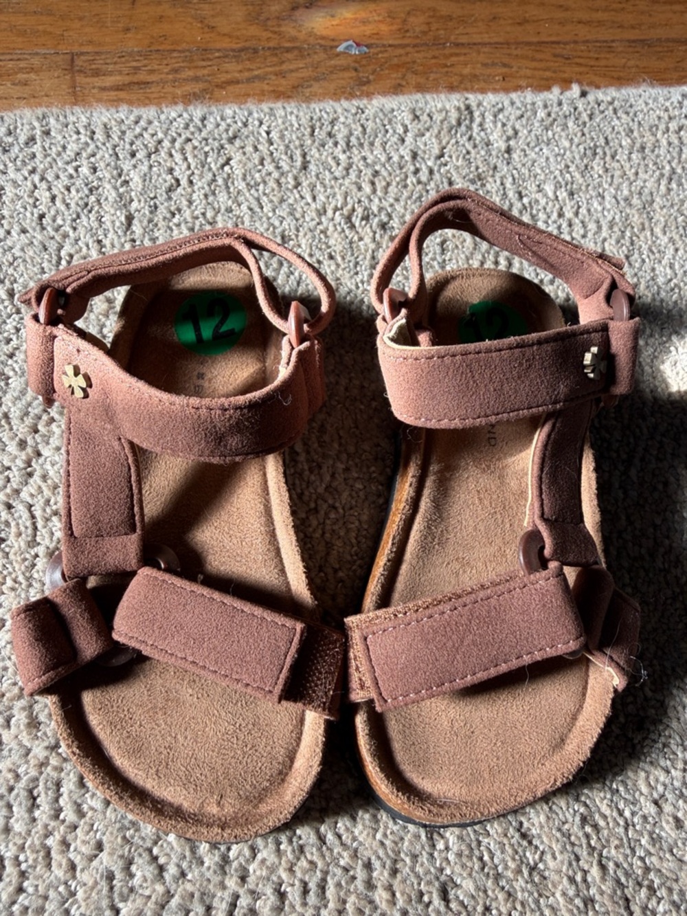 Kids Brown Suede Adjustable Strap Sandals